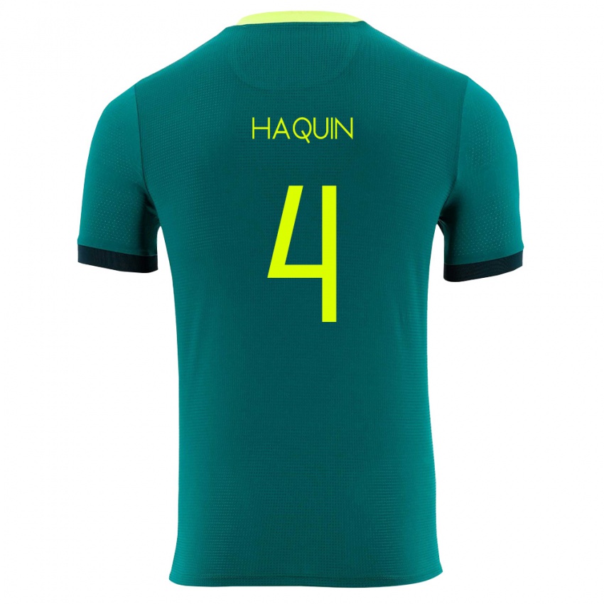 גברים בוליביה לואיס חקווין #4 ירוק צהוב שחור ג'רזי ביתית 26-28 חולצה קצרה