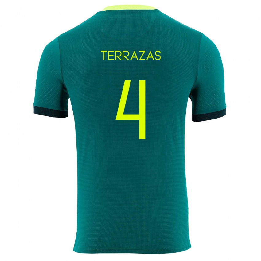 גברים בוליביה Sergio Terrazas #4 ירוק צהוב שחור ג'רזי ביתית 26-28 חולצה קצרה