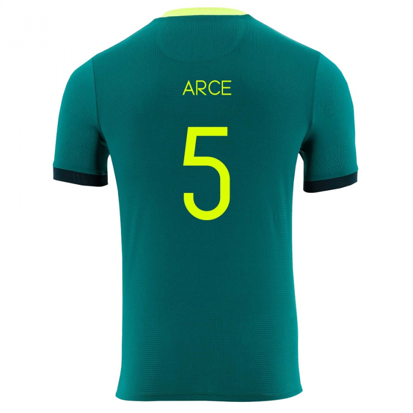 גברים בוליביה סנטיאגו ארסה #5 ירוק צהוב שחור ג'רזי ביתית 26-28 חולצה קצרה