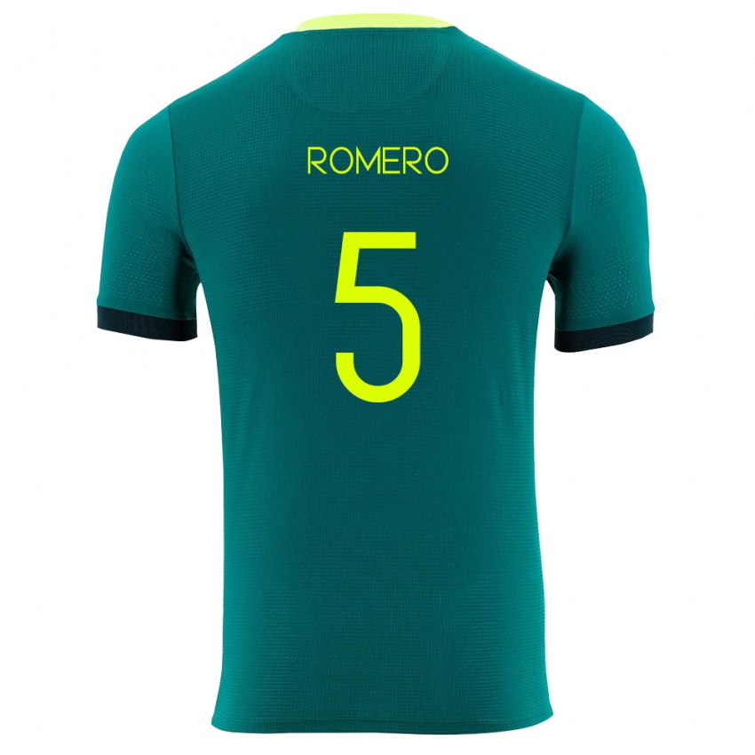 גברים בוליביה César Romero #5 ירוק צהוב שחור ג'רזי ביתית 26-28 חולצה קצרה