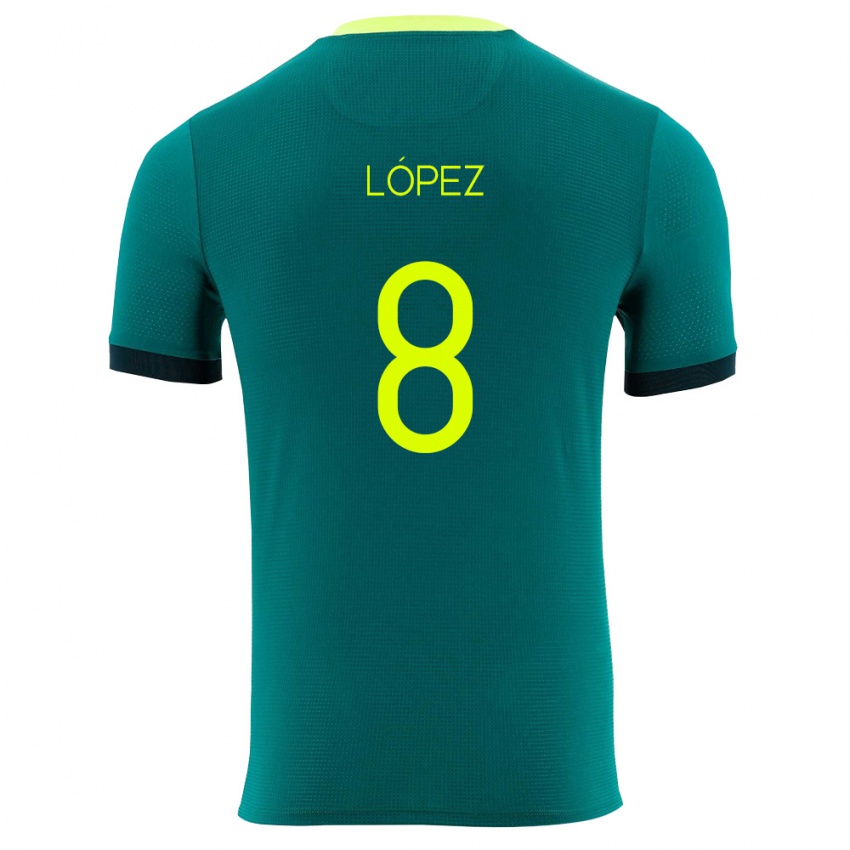 גברים בוליביה Óscar López #8 ירוק צהוב שחור ג'רזי ביתית 26-28 חולצה קצרה