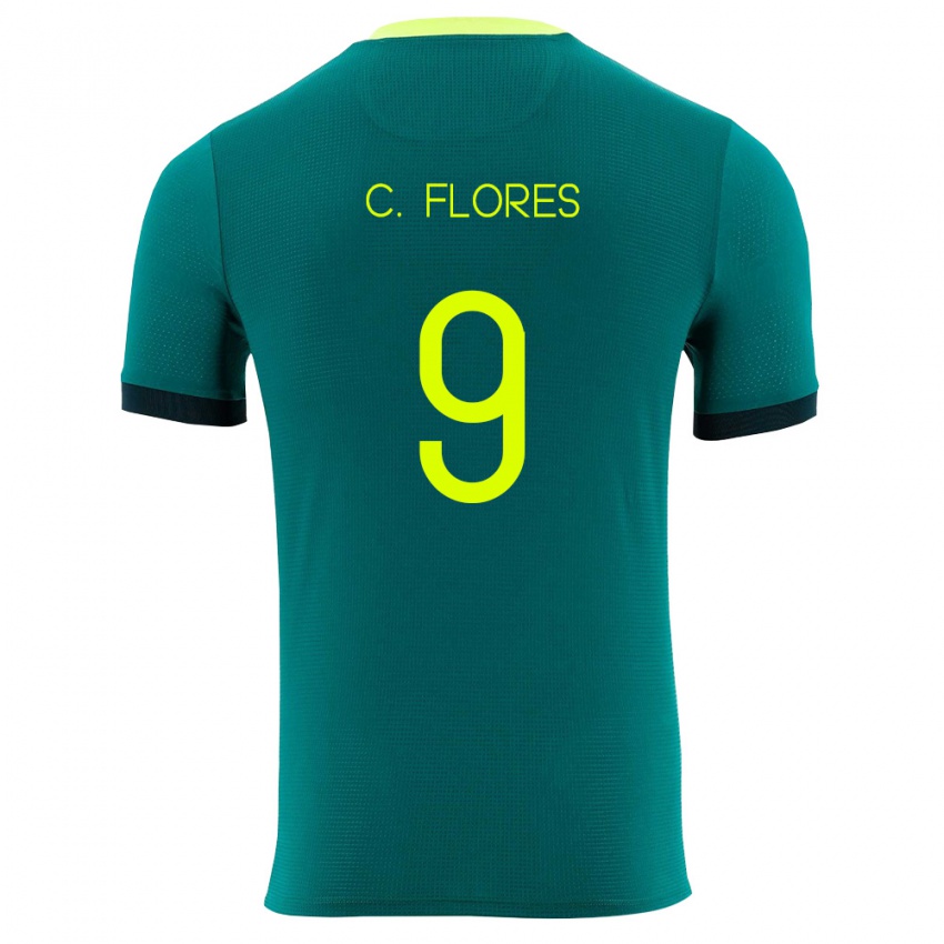 גברים בוליביה Cesar Flores #9 ירוק צהוב שחור ג'רזי ביתית 26-28 חולצה קצרה