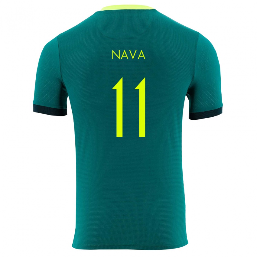 גברים בוליביה Fernando Nava #11 ירוק צהוב שחור ג'רזי ביתית 26-28 חולצה קצרה