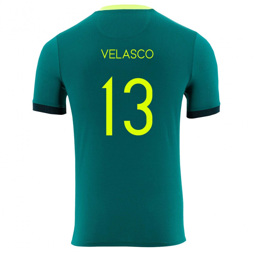 גברים בוליביה Jhon Velasco #13 ירוק צהוב שחור ג'רזי ביתית 26-28 חולצה קצרה