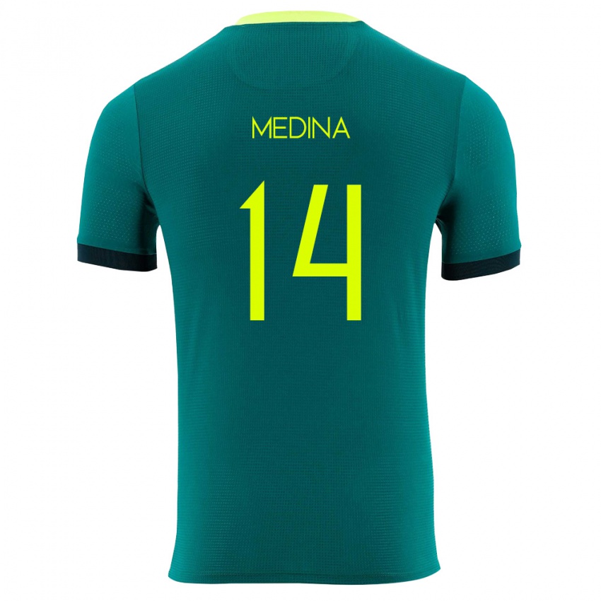 גברים בוליביה Damian Medina #14 ירוק צהוב שחור ג'רזי ביתית 26-28 חולצה קצרה