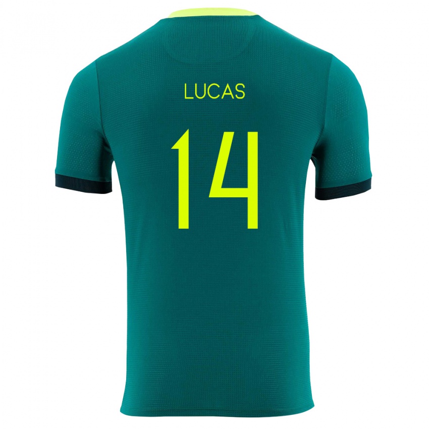 גברים בוליביה Lysander Lucas #14 ירוק צהוב שחור ג'רזי ביתית 26-28 חולצה קצרה