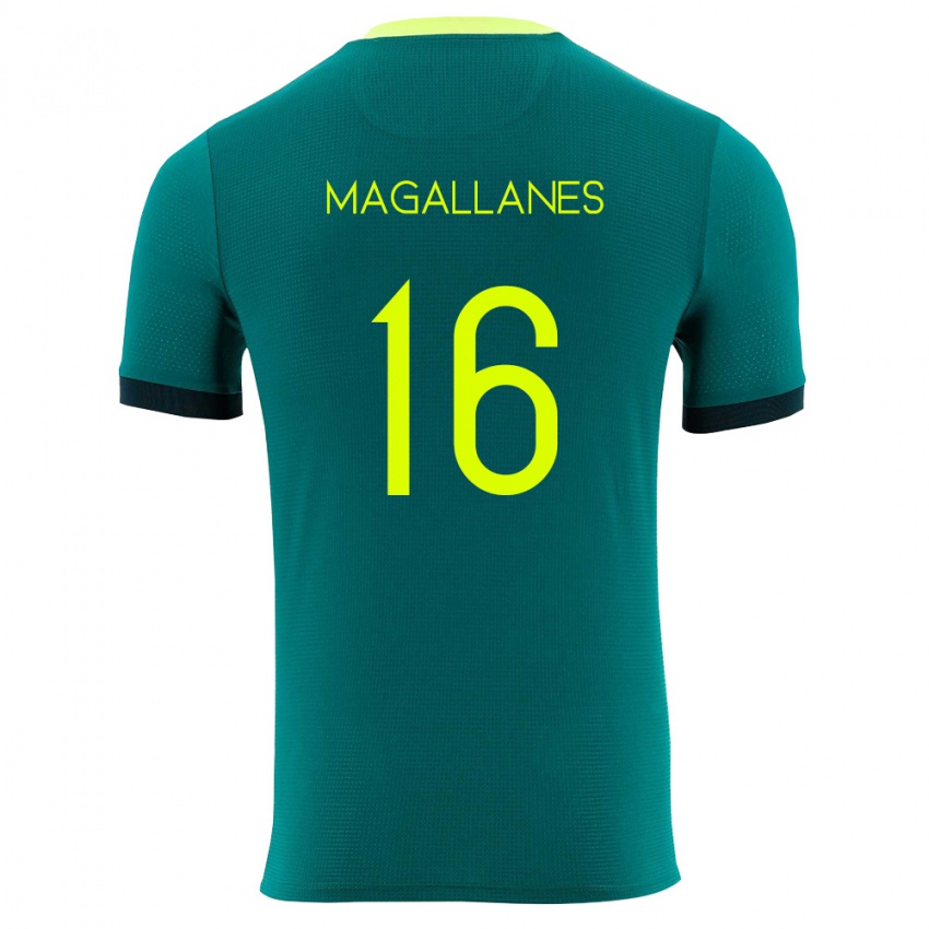 גברים בוליביה Juan Magallanes #16 ירוק צהוב שחור ג'רזי ביתית 26-28 חולצה קצרה
