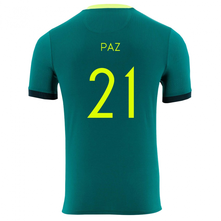 גברים בוליביה Luis Paz #21 ירוק צהוב שחור ג'רזי ביתית 26-28 חולצה קצרה