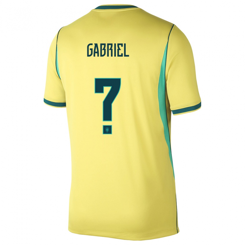 גברים ברזיל Arthur Gabriel #0 צהוב ירוק ג'רזי ביתית 26-28 חולצה קצרה