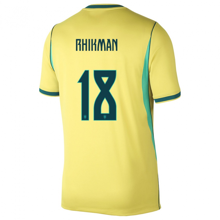 גברים ברזיל Murilo Rhikman #18 צהוב ירוק ג'רזי ביתית 26-28 חולצה קצרה