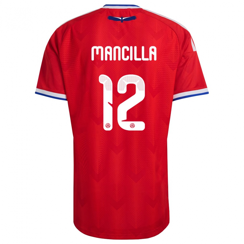 גברים צ'ילה Franco Mancilla #12 אדום לבן כחול ג'רזי ביתית 26-28 חולצה קצרה
