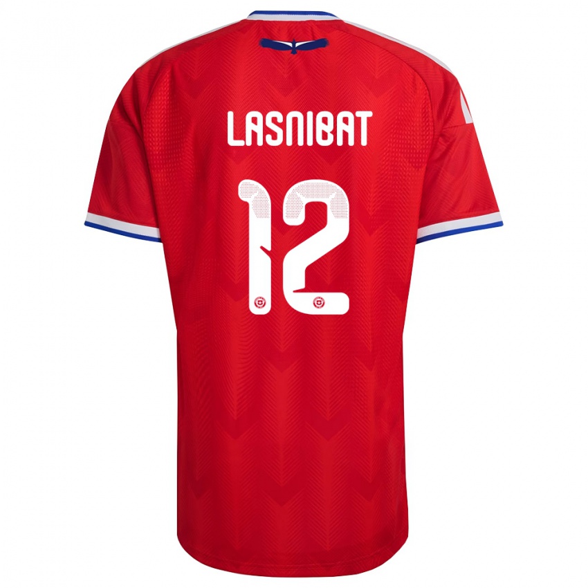 גברים צ'ילה Pablo Lasnibat #12 אדום לבן כחול ג'רזי ביתית 26-28 חולצה קצרה