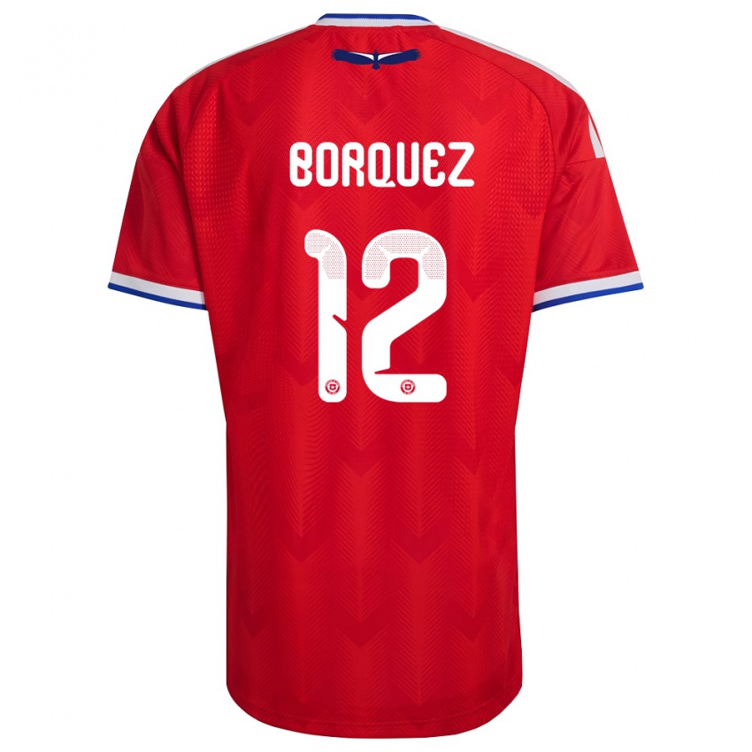 גברים צ'ילה Gabriela Bórquez #12 אדום לבן כחול ג'רזי ביתית 26-28 חולצה קצרה