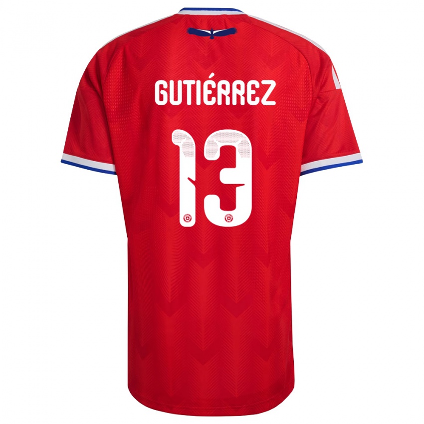גברים צ'ילה Javier Gutiérrez #13 אדום לבן כחול ג'רזי ביתית 26-28 חולצה קצרה