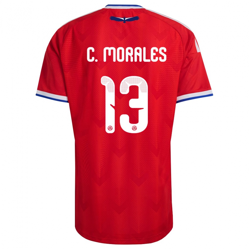 גברים צ'ילה Cristián Morales #13 אדום לבן כחול ג'רזי ביתית 26-28 חולצה קצרה