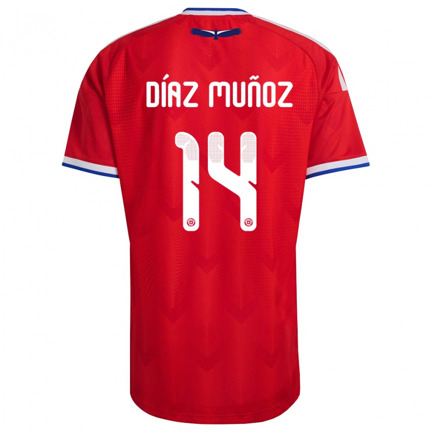גברים צ'ילה Cristian Díaz Muñoz #14 אדום לבן כחול ג'רזי ביתית 26-28 חולצה קצרה