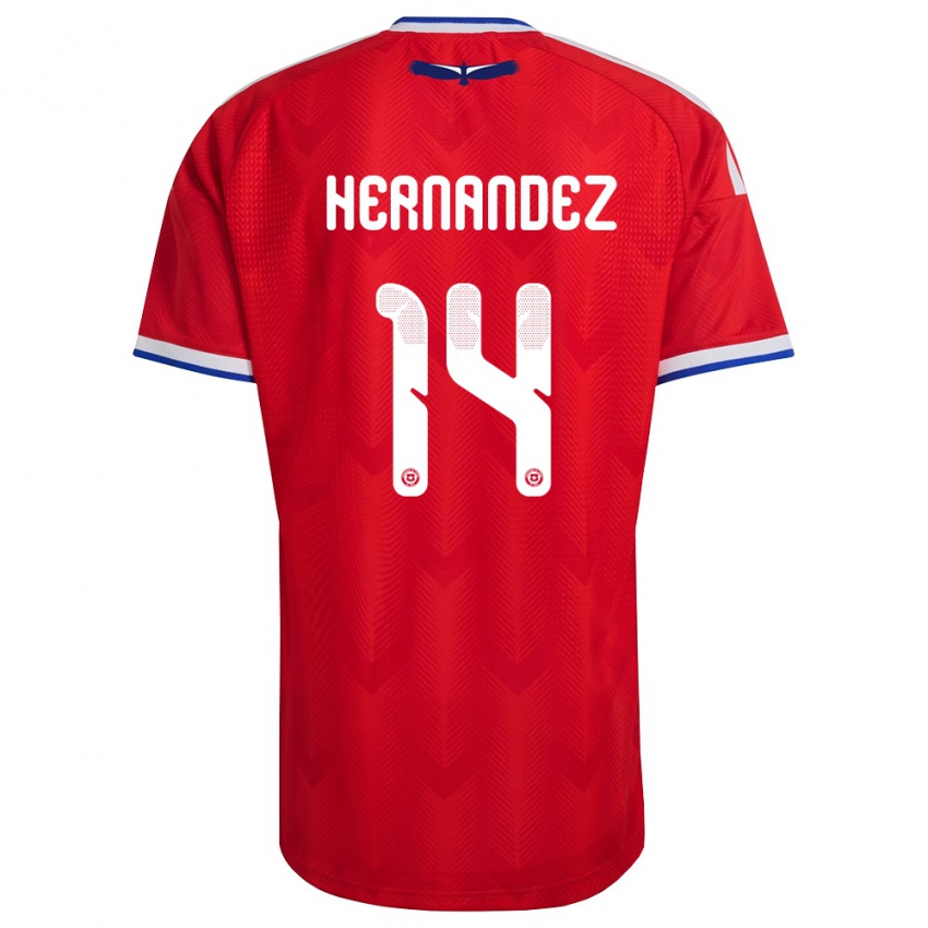 גברים צ'ילה Leandro Hernández #14 אדום לבן כחול ג'רזי ביתית 26-28 חולצה קצרה