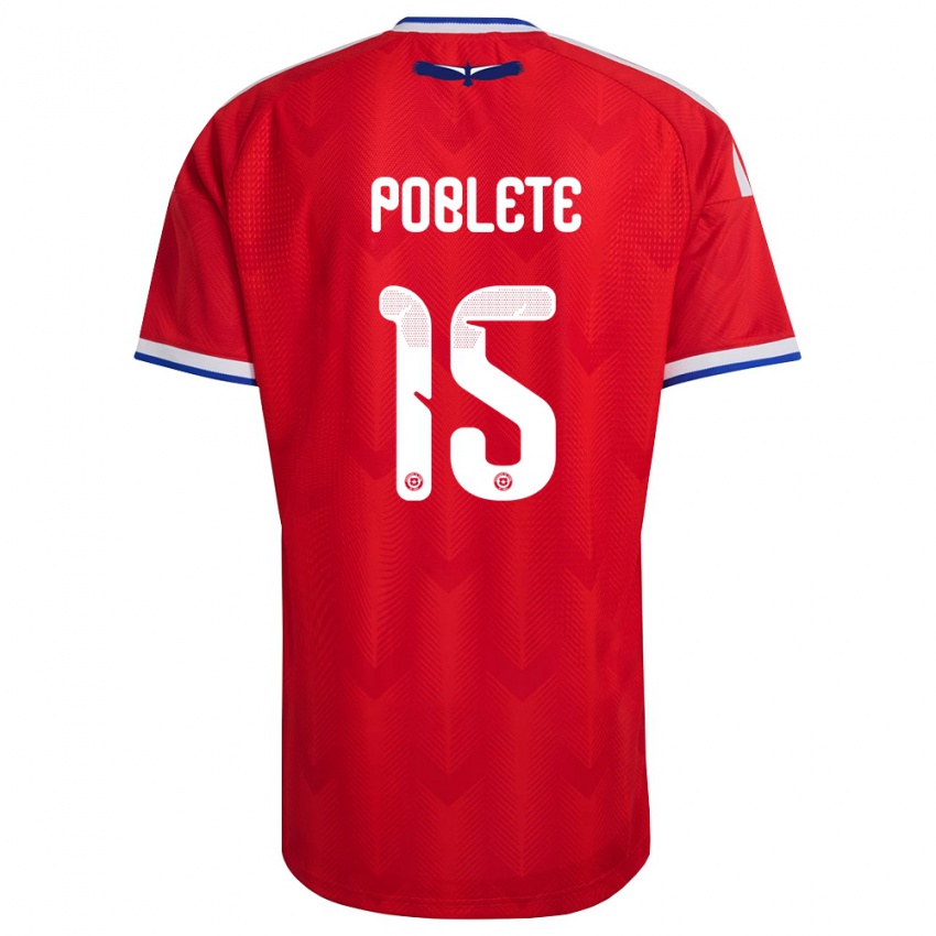 גברים צ'ילה Jaime Poblete #15 אדום לבן כחול ג'רזי ביתית 26-28 חולצה קצרה