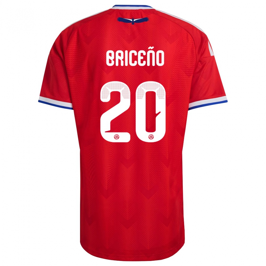 גברים צ'ילה Agustín Briceño #20 אדום לבן כחול ג'רזי ביתית 26-28 חולצה קצרה
