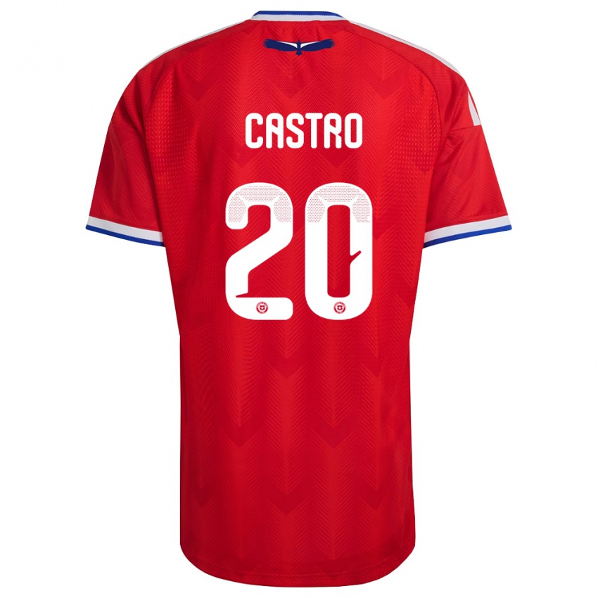 גברים צ'ילה Benjamín Castro #20 אדום לבן כחול ג'רזי ביתית 26-28 חולצה קצרה
