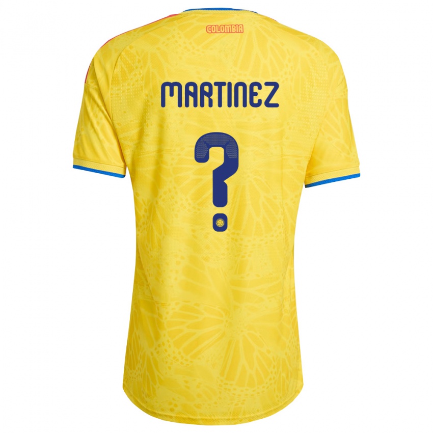 גברים קולומביה Edwin Martínez #0 צהוב כחול אדום ג'רזי ביתית 26-28 חולצה קצרה