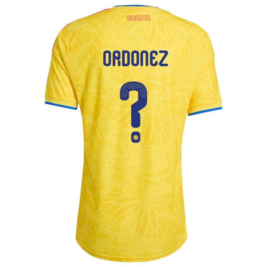 גברים קולומביה Willian Ordóñez #0 צהוב כחול אדום ג'רזי ביתית 26-28 חולצה קצרה