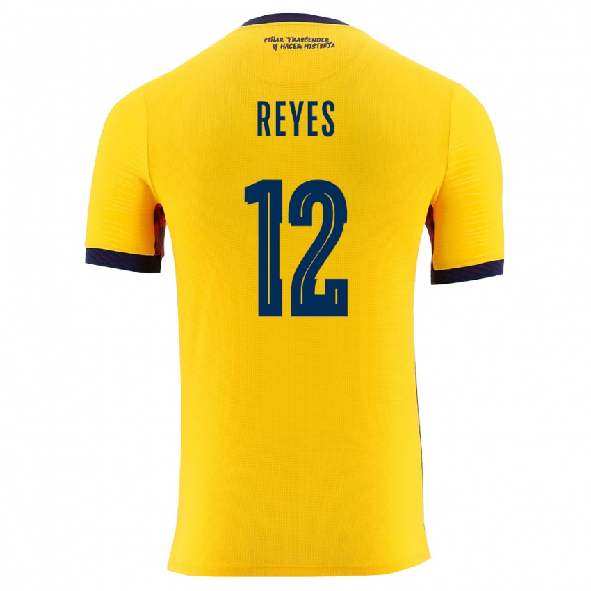 גברים אקוודור Jhafets Reyes #12 צהוב כהה ג'רזי ביתית 26-28 חולצה קצרה