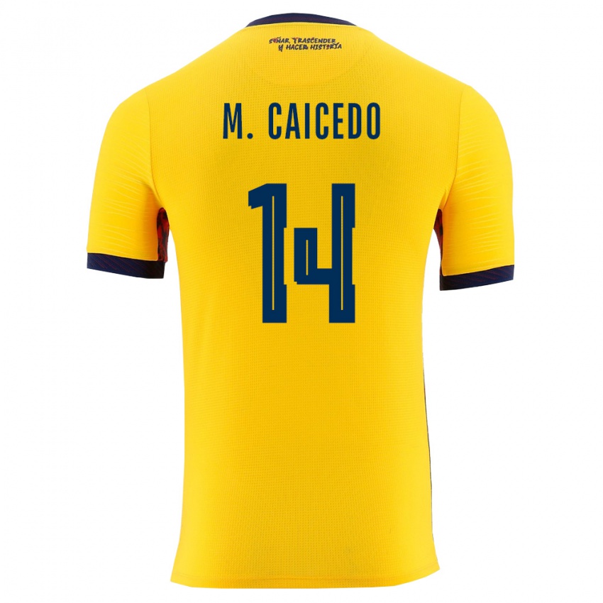 גברים אקוודור Maikel Caicedo #14 צהוב כהה ג'רזי ביתית 26-28 חולצה קצרה