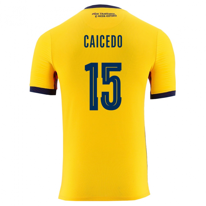גברים אקוודור Dostyn Caicedo #15 צהוב כהה ג'רזי ביתית 26-28 חולצה קצרה