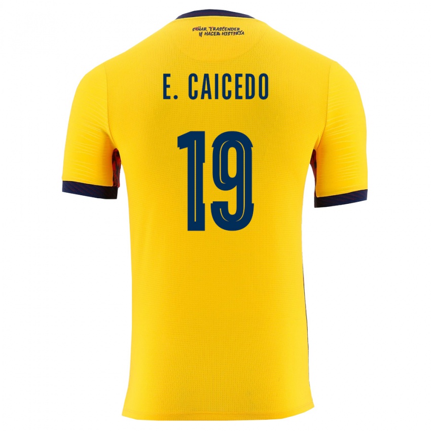 גברים אקוודור Elian Caicedo #19 צהוב כהה ג'רזי ביתית 26-28 חולצה קצרה