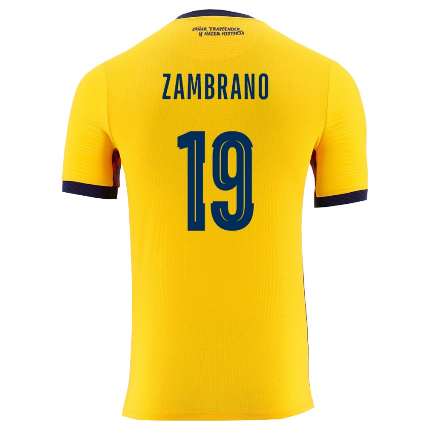 גברים אקוודור Cristhoper Zambrano #19 צהוב כהה ג'רזי ביתית 26-28 חולצה קצרה