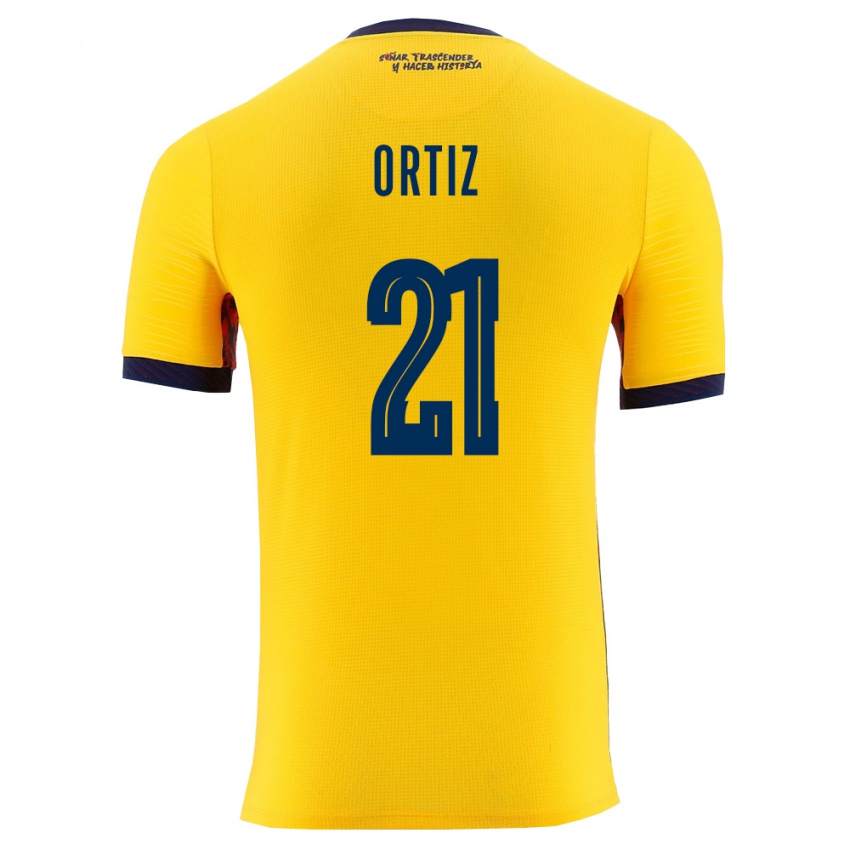 גברים אקוודור Isaac Ortiz #21 צהוב כהה ג'רזי ביתית 26-28 חולצה קצרה
