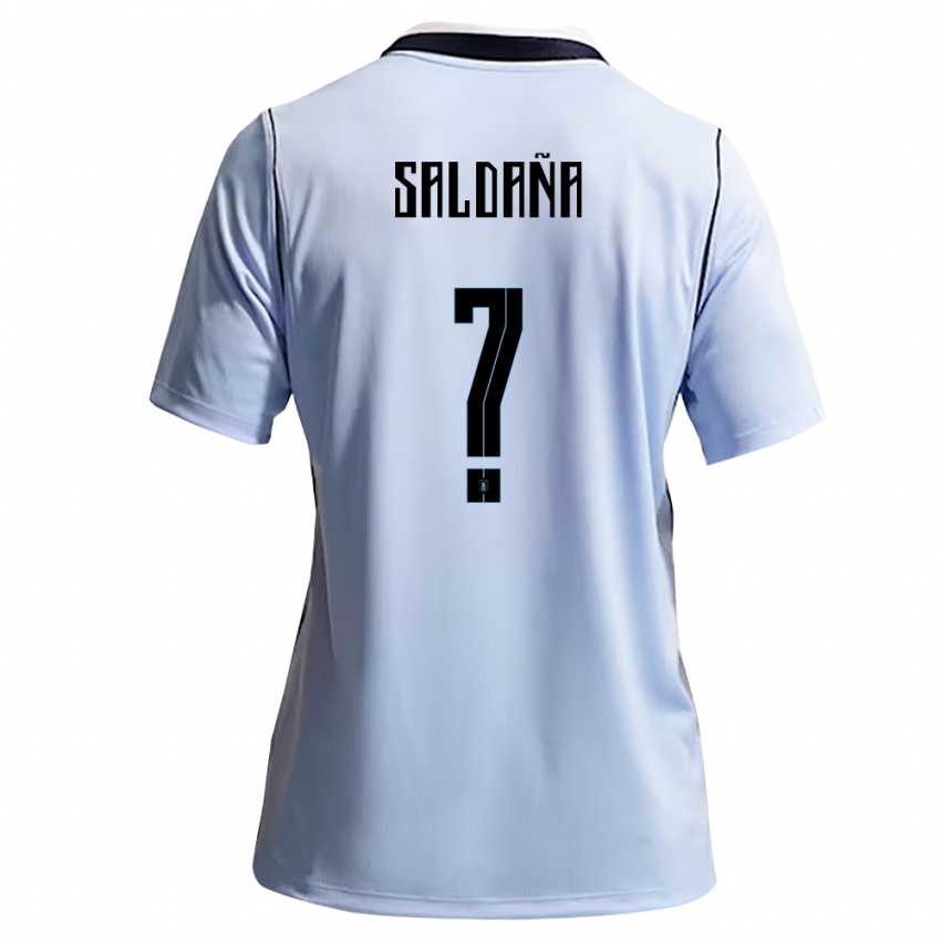 גברים אורוגוואי Facundo Saldaña #0 כחול שמיים לבן ג'רזי ביתית 26-28 חולצה קצרה