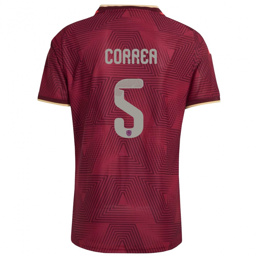 גברים ונצואלה José Correa #5 בורדו זהב צהוב ג'רזי ביתית 26-28 חולצה קצרה