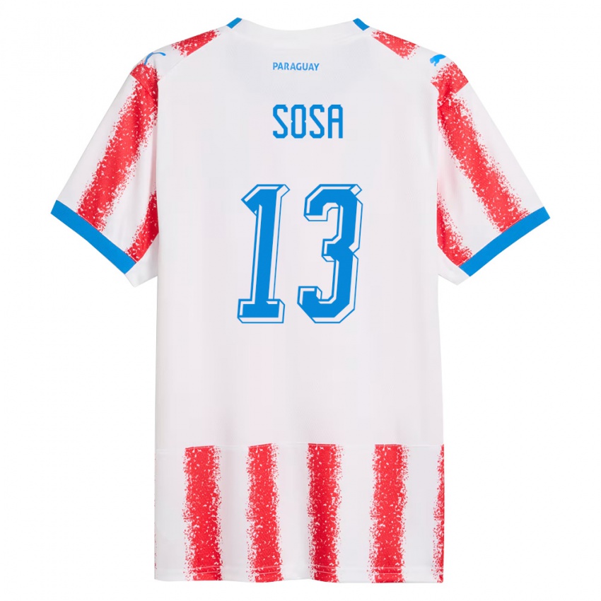 גברים פרגוואי Alex Sosa #13 לבן אדום כחול ג'רזי ביתית 26-28 חולצה קצרה