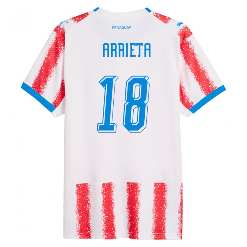 גברים פרגוואי Camila Arrieta #18 לבן אדום כחול ג'רזי ביתית 26-28 חולצה קצרה