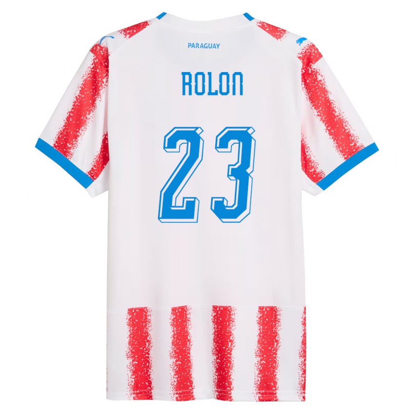 גברים פרגוואי Luis Rolón #23 לבן אדום כחול ג'רזי ביתית 26-28 חולצה קצרה