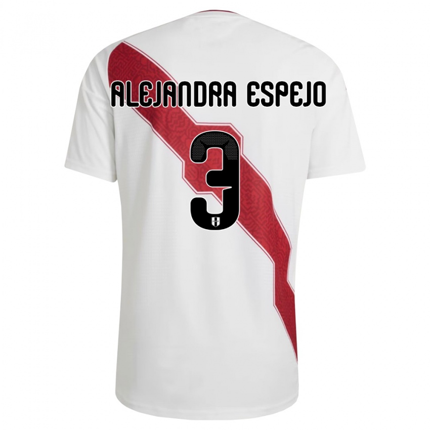 גברים פרו María Alejandra Espejo #3 לבן אדום שחור ג'רזי ביתית 26-28 חולצה קצרה
