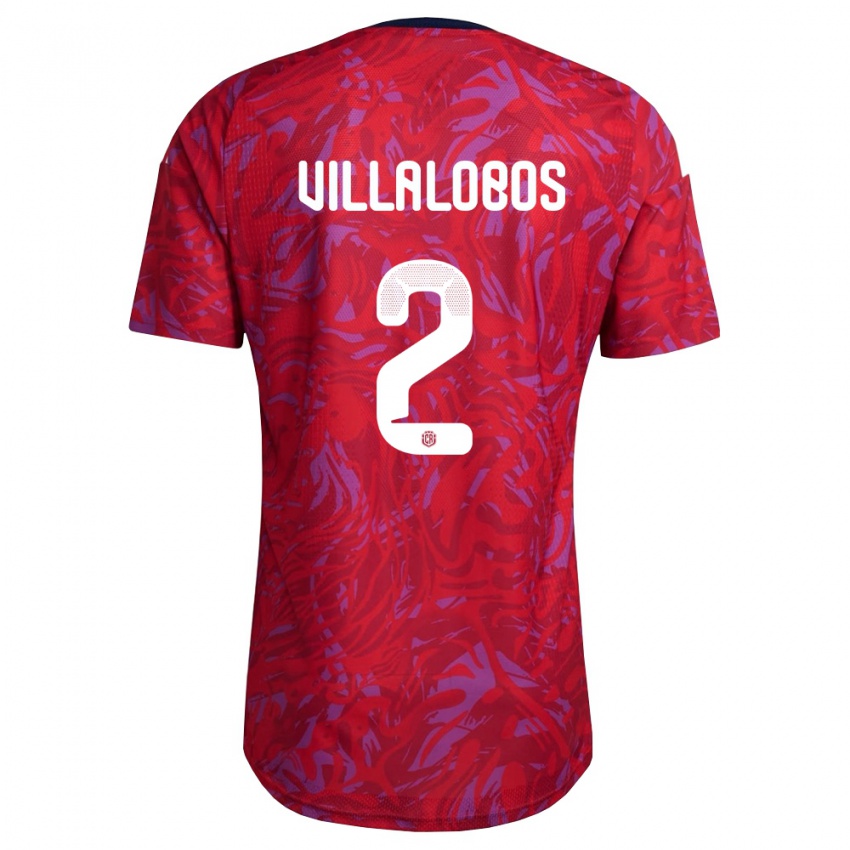 גברים קוסטה ריקה גיירמו ויאלובוס אלפרו #2 אדום סגול כהה ג'רזי ביתית 26-28 חולצה קצרה