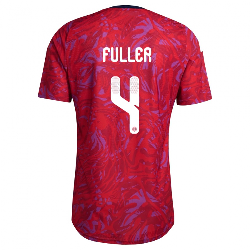 גברים קוסטה ריקה קשר פולר #4 אדום סגול כהה ג'רזי ביתית 26-28 חולצה קצרה