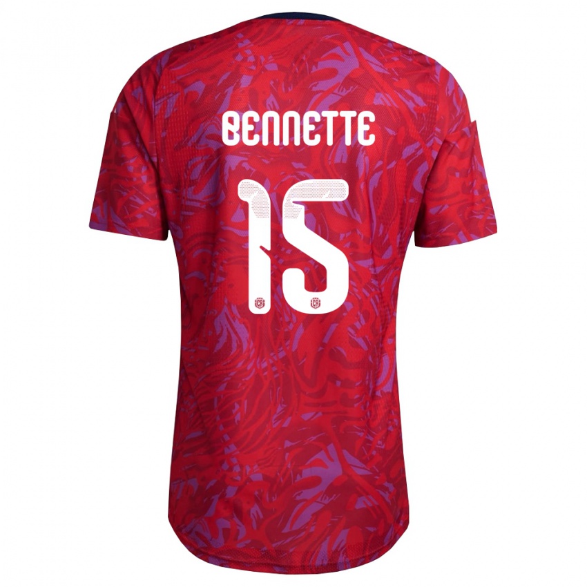 גברים קוסטה ריקה Nick Bennette #15 אדום סגול כהה ג'רזי ביתית 26-28 חולצה קצרה