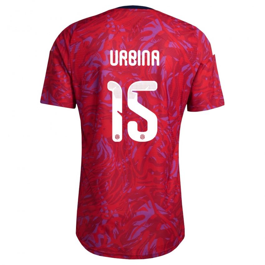 גברים קוסטה ריקה Fabricio Urbina #15 אדום סגול כהה ג'רזי ביתית 26-28 חולצה קצרה