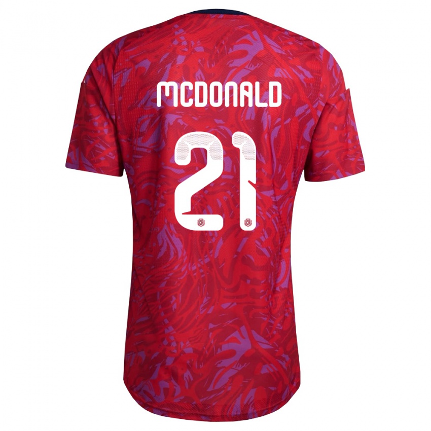 גברים קוסטה ריקה Kyan Mcdonald #21 אדום סגול כהה ג'רזי ביתית 26-28 חולצה קצרה