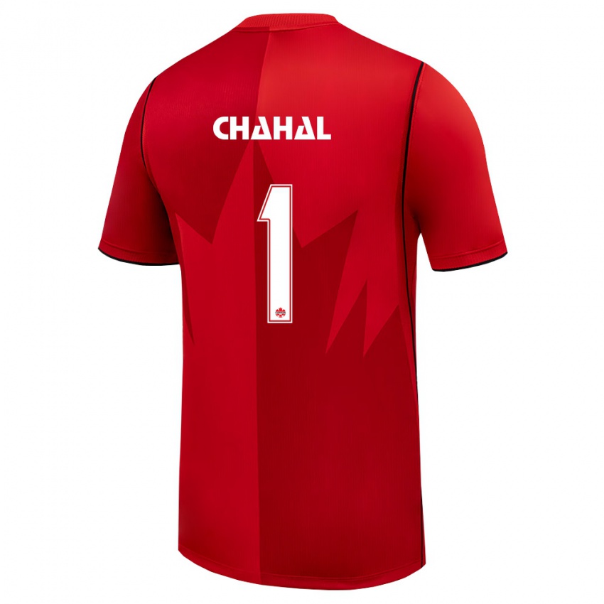 גברים קנדה Isaiah Chahal #1 אדום לבן ג'רזי ביתית 26-28 חולצה קצרה