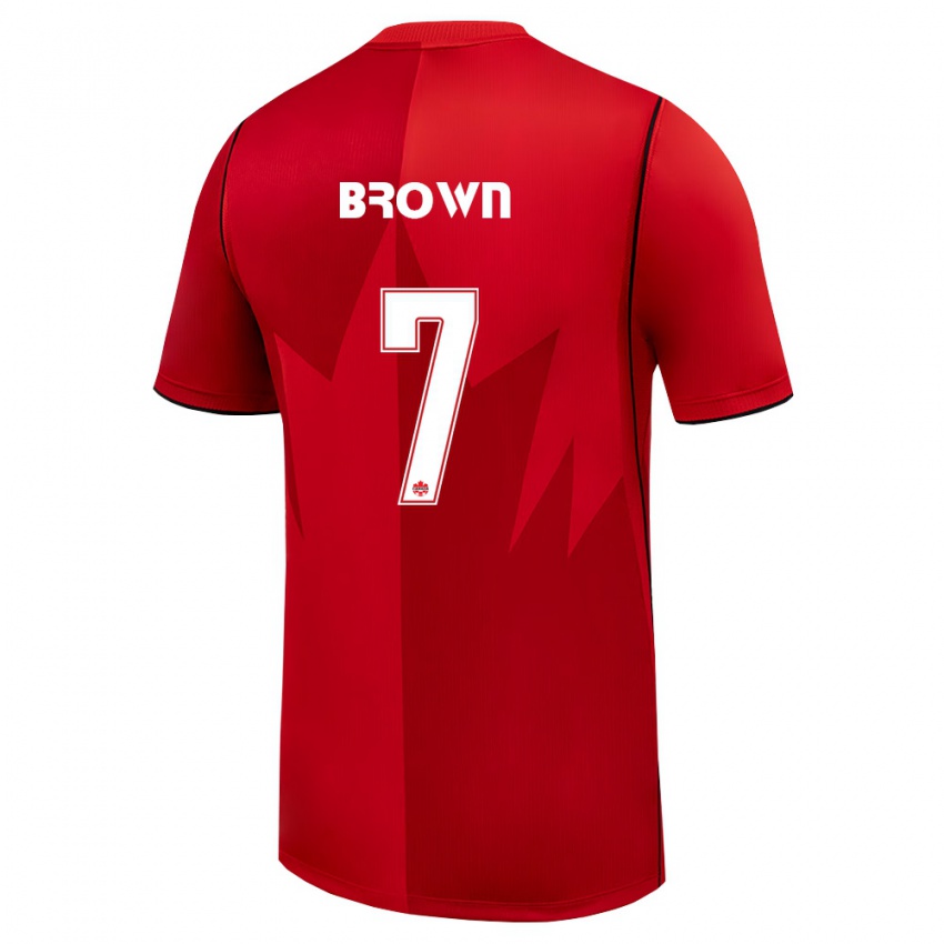 גברים קנדה Tyler Brown #7 אדום לבן ג'רזי ביתית 26-28 חולצה קצרה