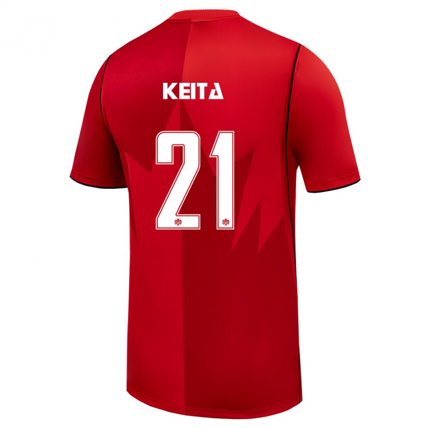 גברים קנדה Samsy Keita #21 אדום לבן ג'רזי ביתית 26-28 חולצה קצרה