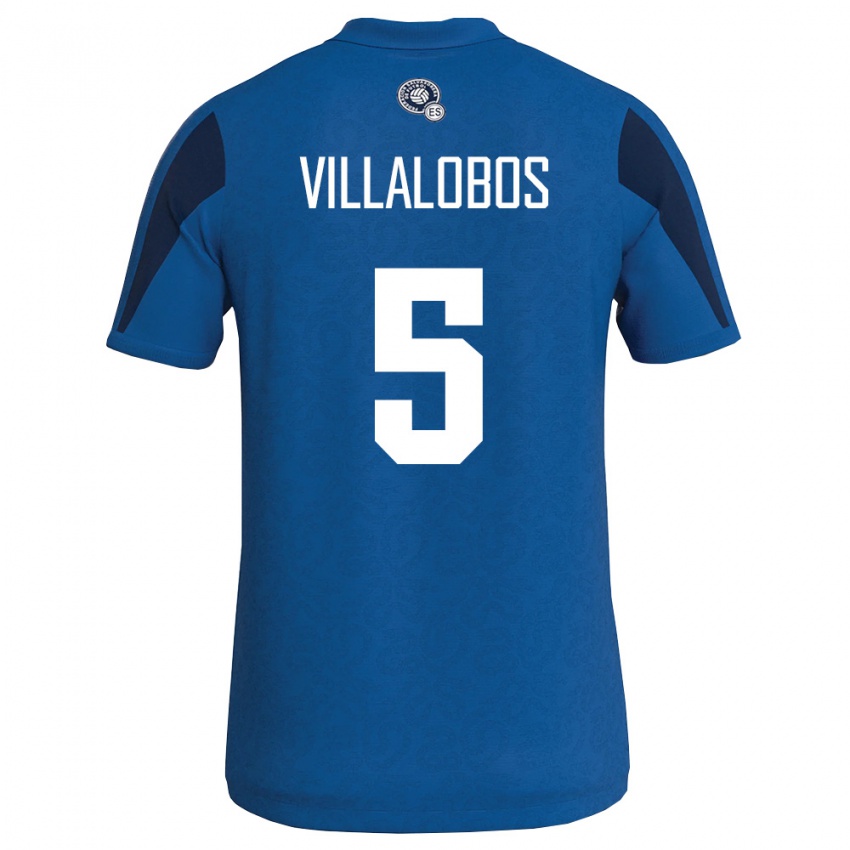 גברים אל סלוודור כריסטיאן ויללובוס #5 כחול כהה ג'רזי ביתית 26-28 חולצה קצרה