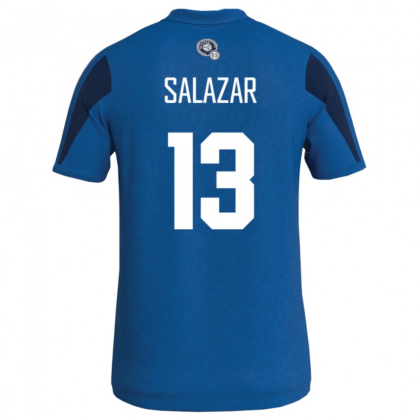 גברים אל סלוודור Giovanni Salazar #13 כחול כהה ג'רזי ביתית 26-28 חולצה קצרה