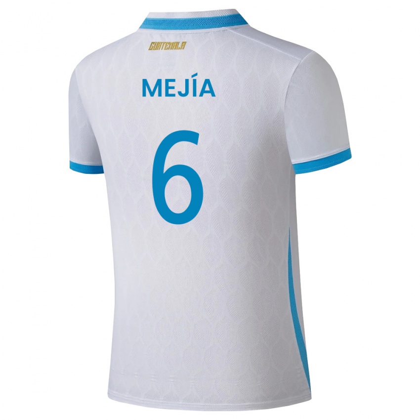 גברים גואטמלה Deyvid Mejía #6 לבן כחול שמיים זהב ג'רזי ביתית 26-28 חולצה קצרה