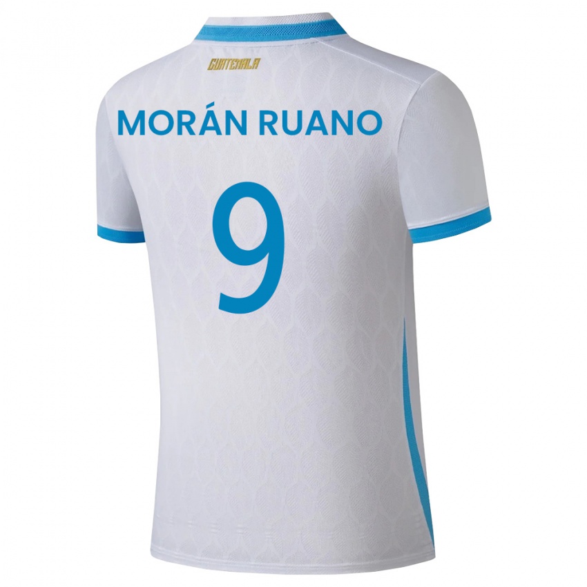 גברים גואטמלה Sebastian Morán Ruano #9 לבן כחול שמיים זהב ג'רזי ביתית 26-28 חולצה קצרה